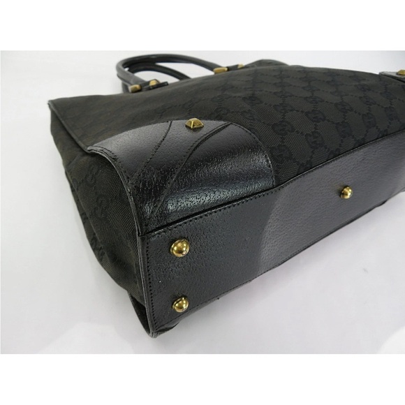 Gucci Black Patterned Handbag with Gold Details - Picture 5 of 14